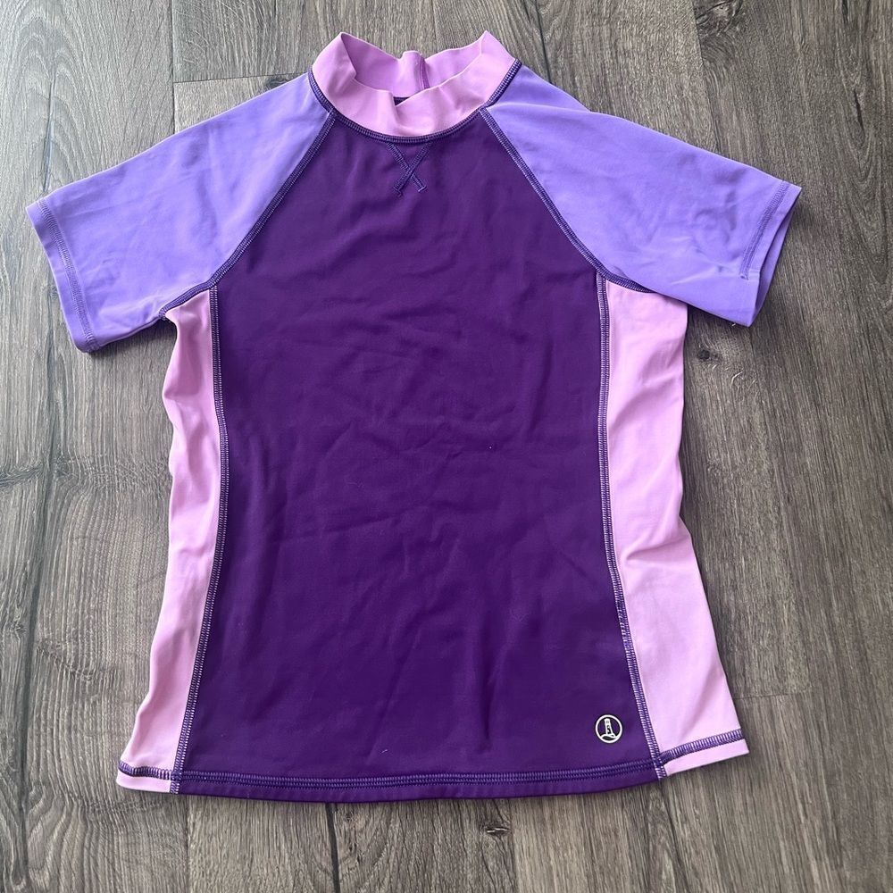 Lands' End Girl  Swim Rash Guard Shirt - Purple Size 7-8
